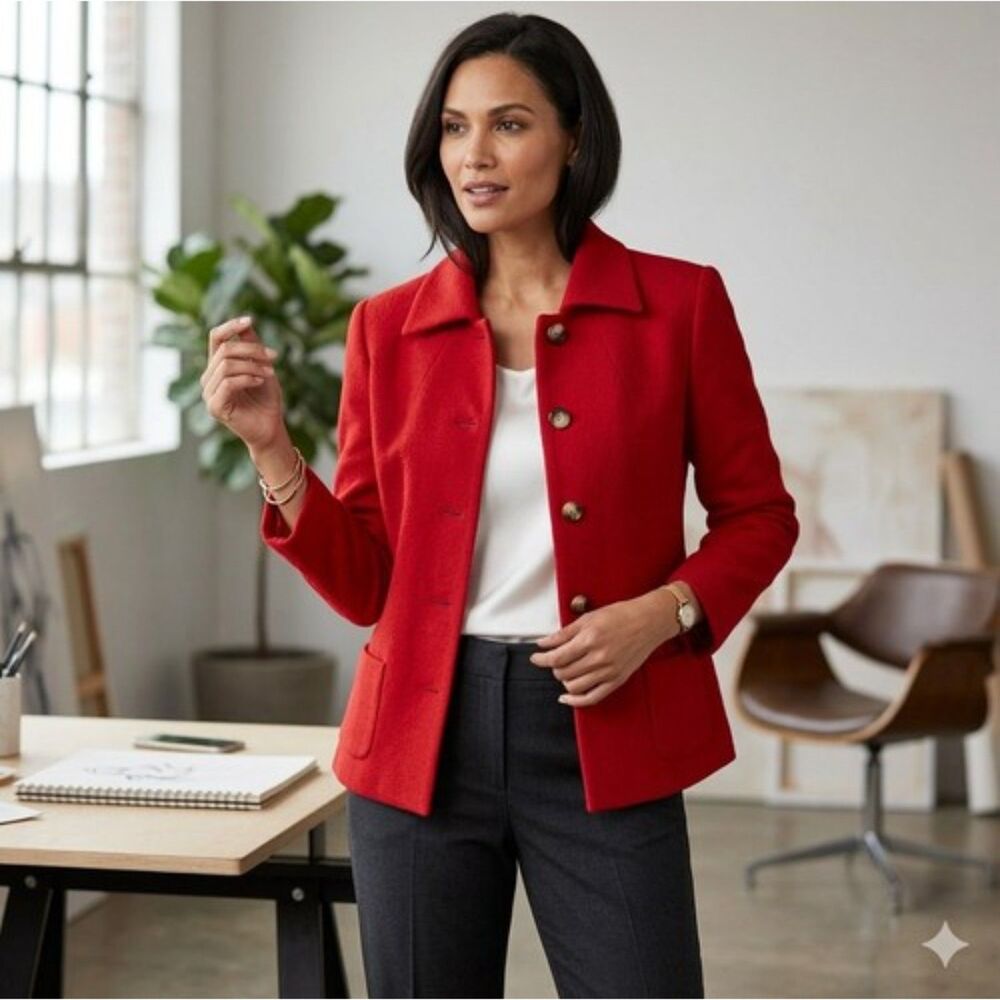 Harve Benard Holtzman Jacket Womens Sz 10 Cashmere Wool Blend Blazer Timeless